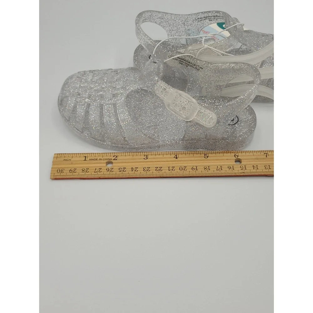 Cat And Jack Sunny Clear Jelly Sandals With Glitter Toddler Size 9